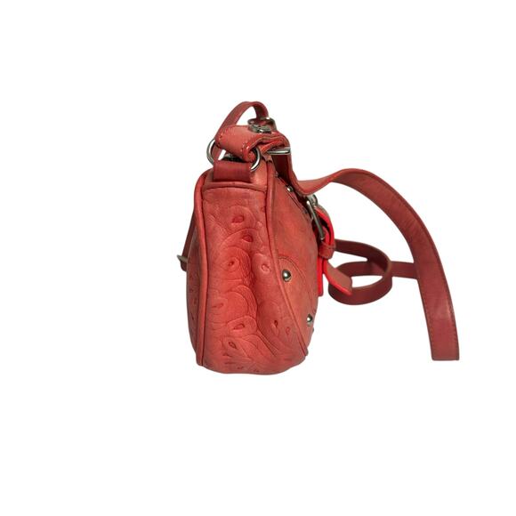 Valentina Made in Italy Crossbody Bag Pink Leather Studded Handbag Small Purse - Picture 4 of 11